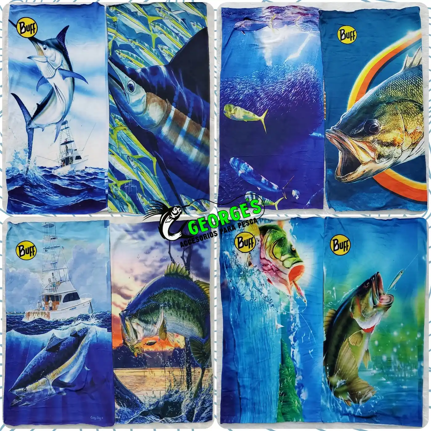 Buffs para pescar con estampados de peces
