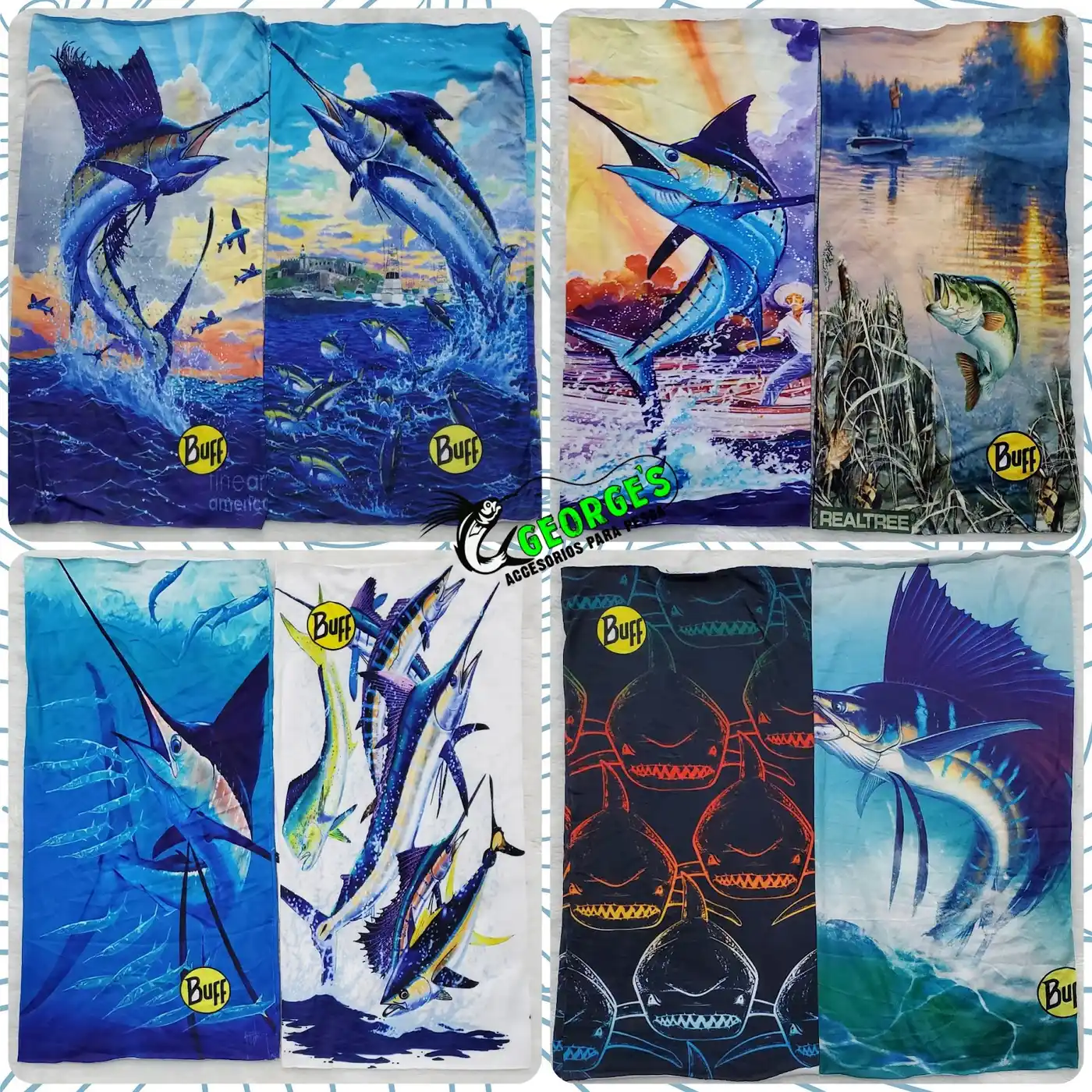 Buffs para pescar con estampados de pez vela